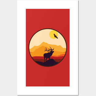 Elk Sunset Posters and Art